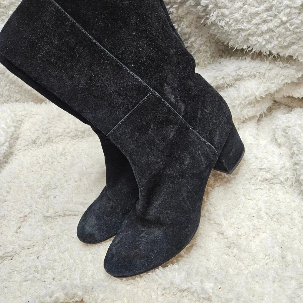 Club Monaco Andreea Black Suede Leather Over the Knee Boots sz‎ 39